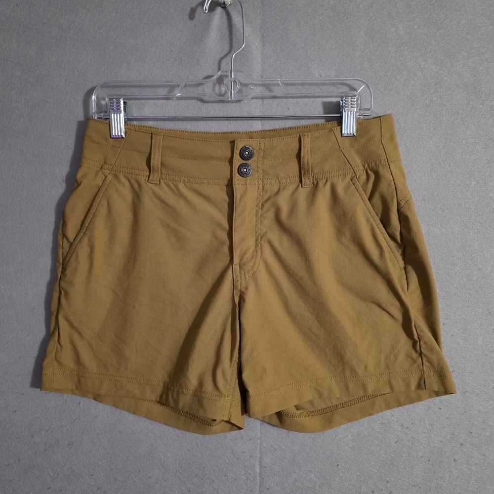 Prana Womens 5" Alana Shorts Snap Button Khaki W31212478 Size 8